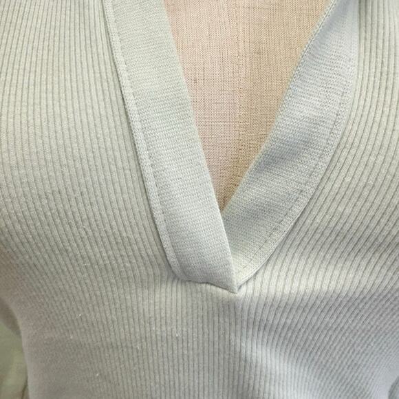 Abercrombie & Fitch Mint Green Ribbed Polo Long Sleeve Cropped Top Size Small‎ - Picture 4 of 11